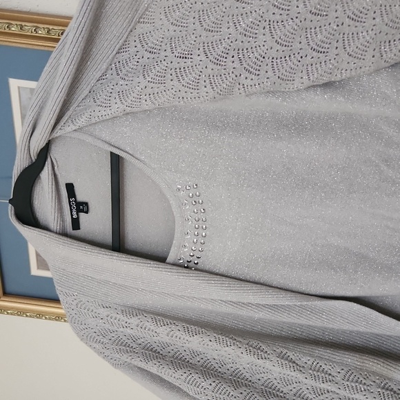 Sparkling Cardigan Cami Sophisticated Career Fall Lagenlook Coastal Metalic 3X - Picture 4 of 11